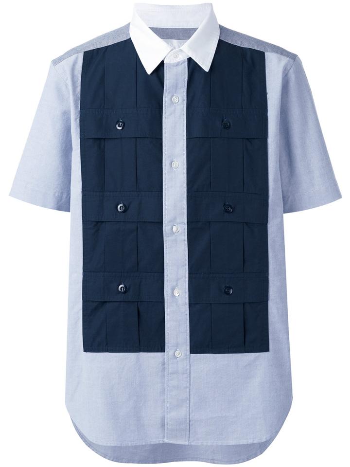 Ganryu Comme Des Garcons Paneled Shortsleeved Shirt, Men's, Size: Small, Blue, Cotton