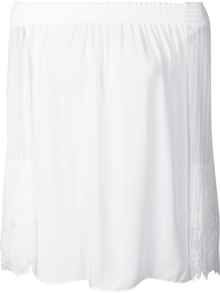 Kobi Halperin Off-shoulders Sheer Blouse, Women's, Size: Medium, White, Acetate/silk