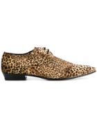 Saint Laurent Leopard Print Derby Shoes - Brown