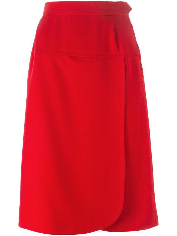 Yves Saint Laurent Pre-owned Wrap Front Skirt - Red