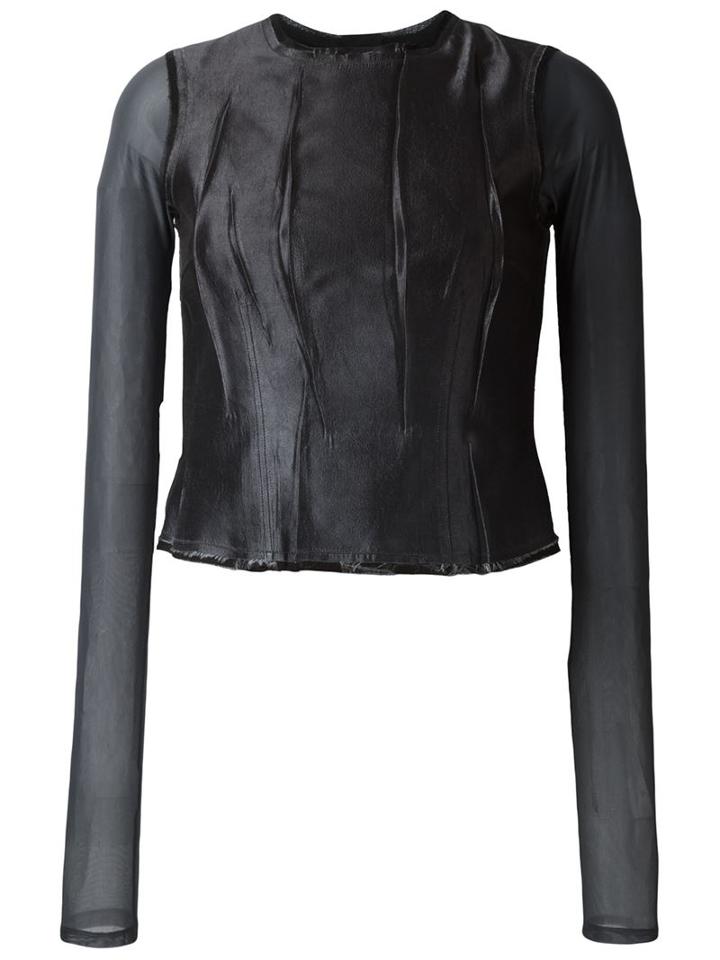 Maison Margiela - Crease Effect Top - Women - Silk/cotton/polyamide/spandex/elastane - 44, Grey, Silk/cotton/polyamide/spandex/elastane