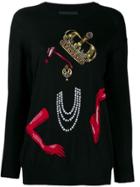 Boutique Moschino Queen Intarsia Sweater - Black