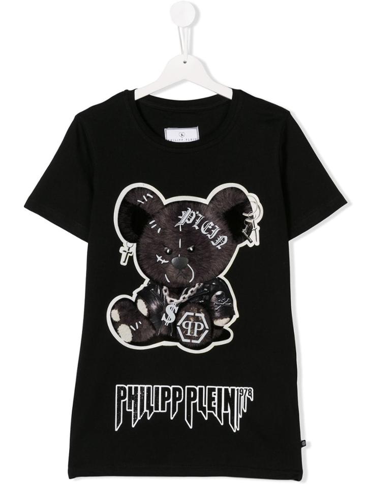 Philipp Plein Junior Teen Goth Teddybear T-shirt - Black