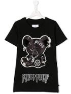Philipp Plein Junior Teen Goth Teddybear T-shirt - Black
