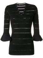 Versace - Panelled V-neck Sweater - Women - Polyester/viscose - 44, Black, Polyester/viscose