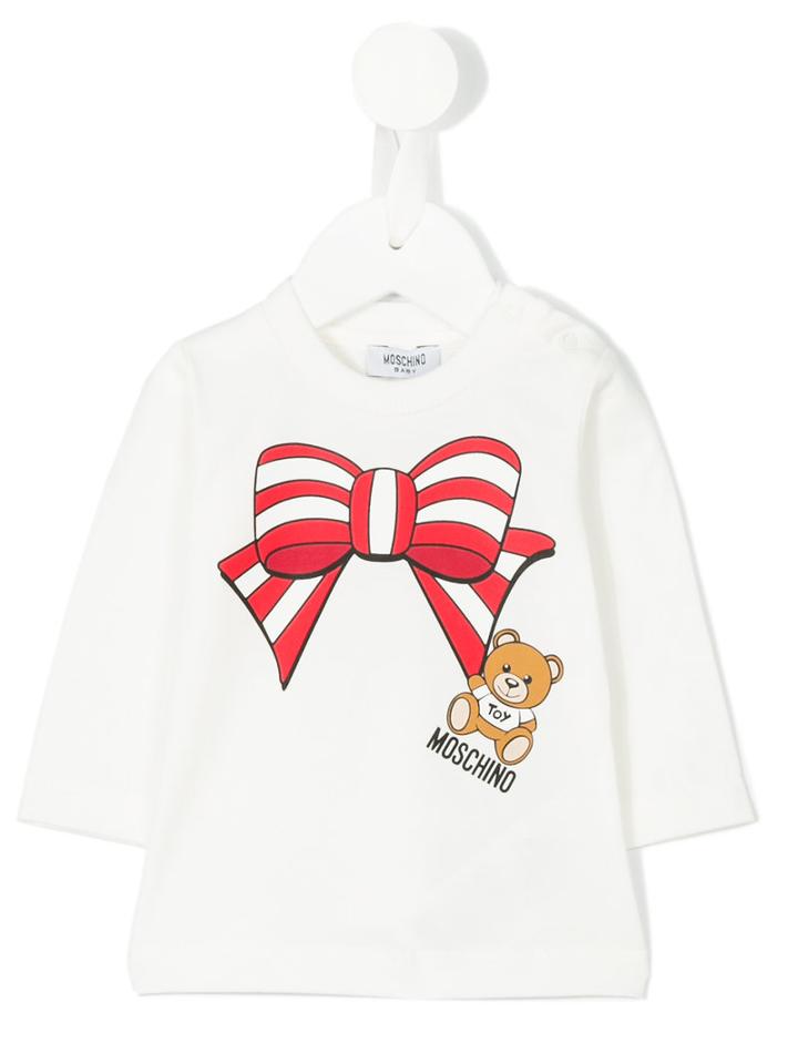 Moschino Kids - Bow, Teddy Bear And Logo Print T-shirt - Kids - Cotton/spandex/elastane - 12 Mth, White