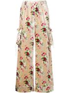 Comme Des Garçons Vintage Floral Print Velvet Trousers - Neutrals
