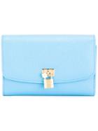 Dolce & Gabbana Padlock And Flower Embellished Purse, Women's, Blue, Calf Leather