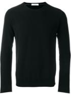 Paolo Pecora Crew Neck Sweater, Men's, Size: M, Black, Cotton/polyamide