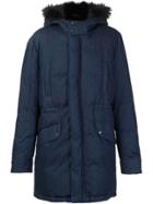 Yves Salomon Padded Fur Trim Jacket - Blue