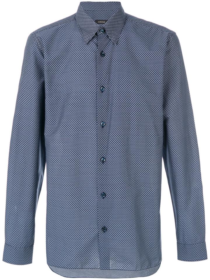 Z Zegna Triangle Micro Print Shirt - Blue