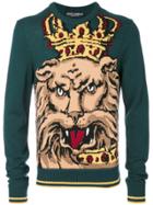 Dolce & Gabbana Intarsia Knit Lion King Jumper - Green