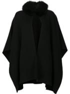 Sofia Cashmere Cape Coat, Women's, Black, Fox Fur/cashmere