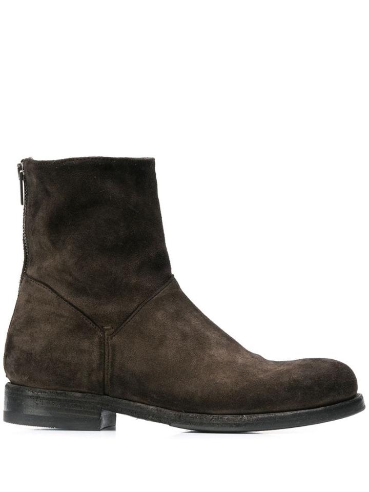 Pantanetti Round Toe Ankle Boots - Brown