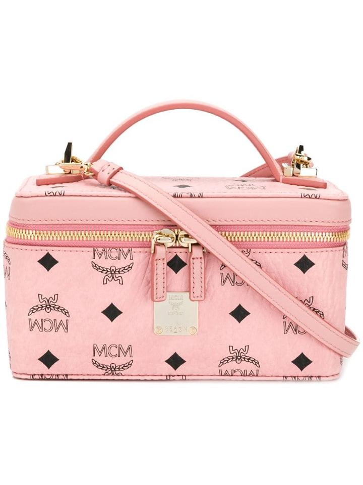 Mcm Logo-print Makeup Case - Pink