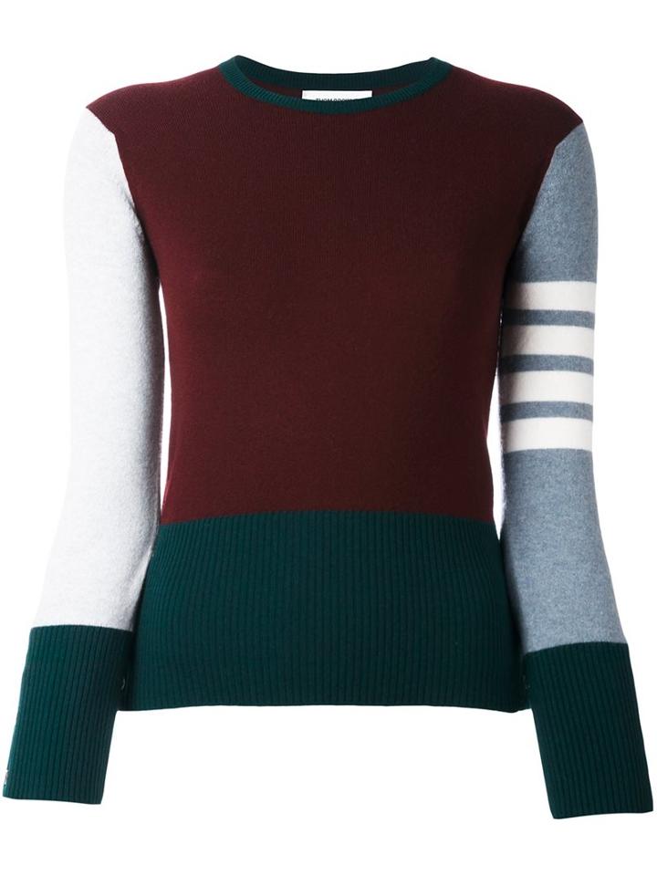 Thom Browne Classic Crewneck Pullover, Women's, Size: 38, Pink/purple, Cashmere