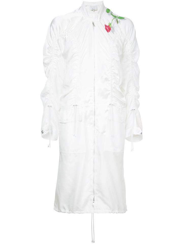 3.1 Phillip Lim - Collarless Bomber Style Coat - Women - Silk - Xs, White, Silk