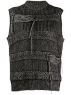 Mrz Distressed Knitted Gilet - Black