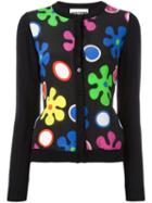 Moschino Flower Power Cardigan, Women's, Size: 48, Black, Silk/virgin Wool