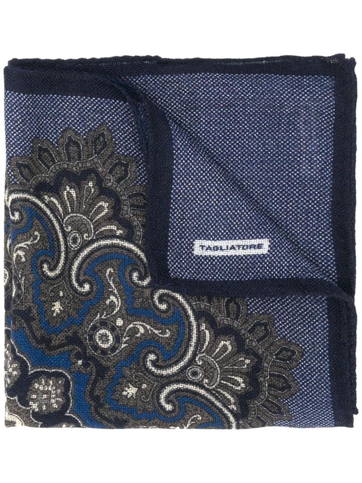 Tagliatore Paisley Pattern Pocket Scarf - Blue