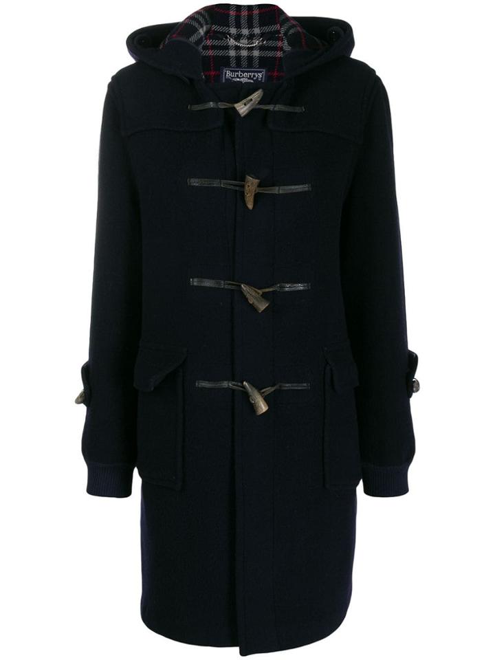 Burberry Pre-owned 1970's Toggle Fastening Hooded Coat - Blue