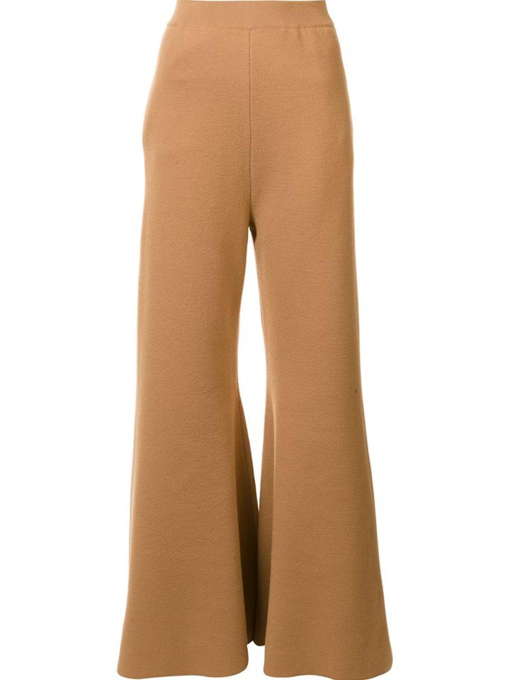 Stella Mccartney Wide Leg Flared Trousers, Women's, Size: 44, Nude/neutrals, Viscose/cotton