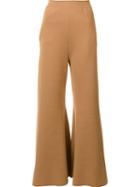 Stella Mccartney Wide Leg Flared Trousers, Women's, Size: 44, Nude/neutrals, Viscose/cotton