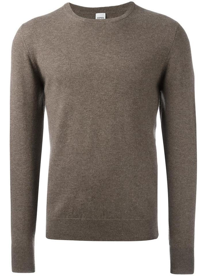 Aspesi Crew Neck Sweater, Men's, Size: 54, Green, Cashmere