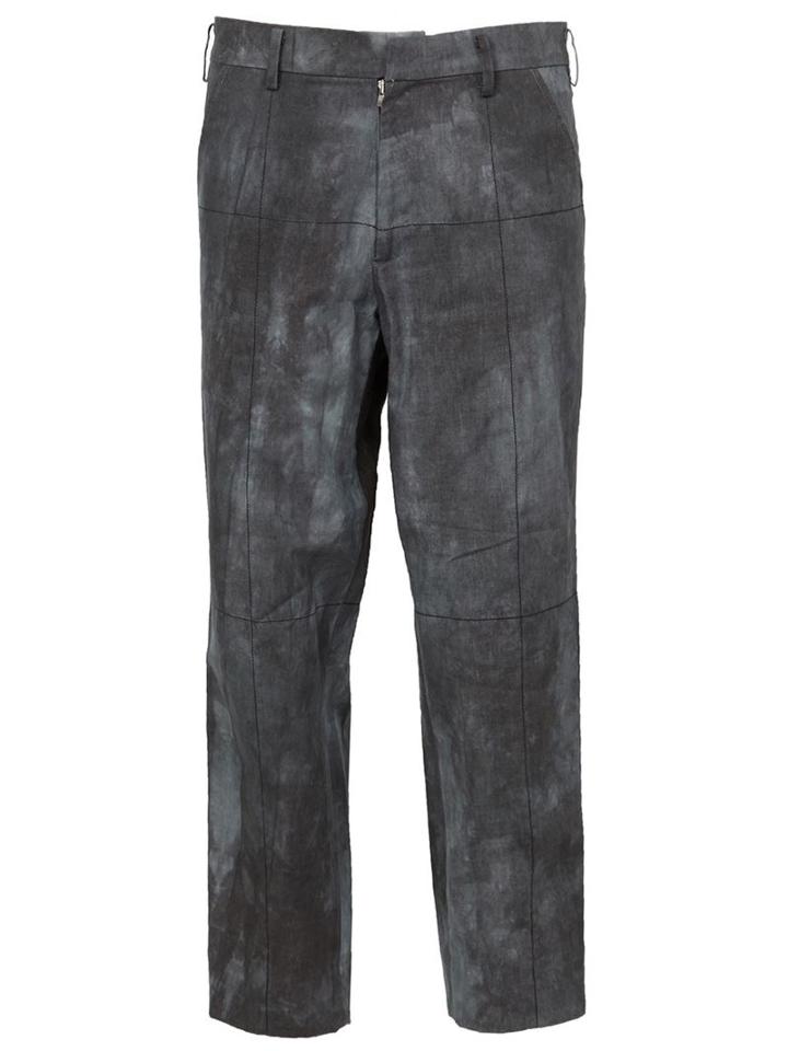 Aganovich Faded Print Cropped Trousers, Men's, Size: 46, Grey, Cotton