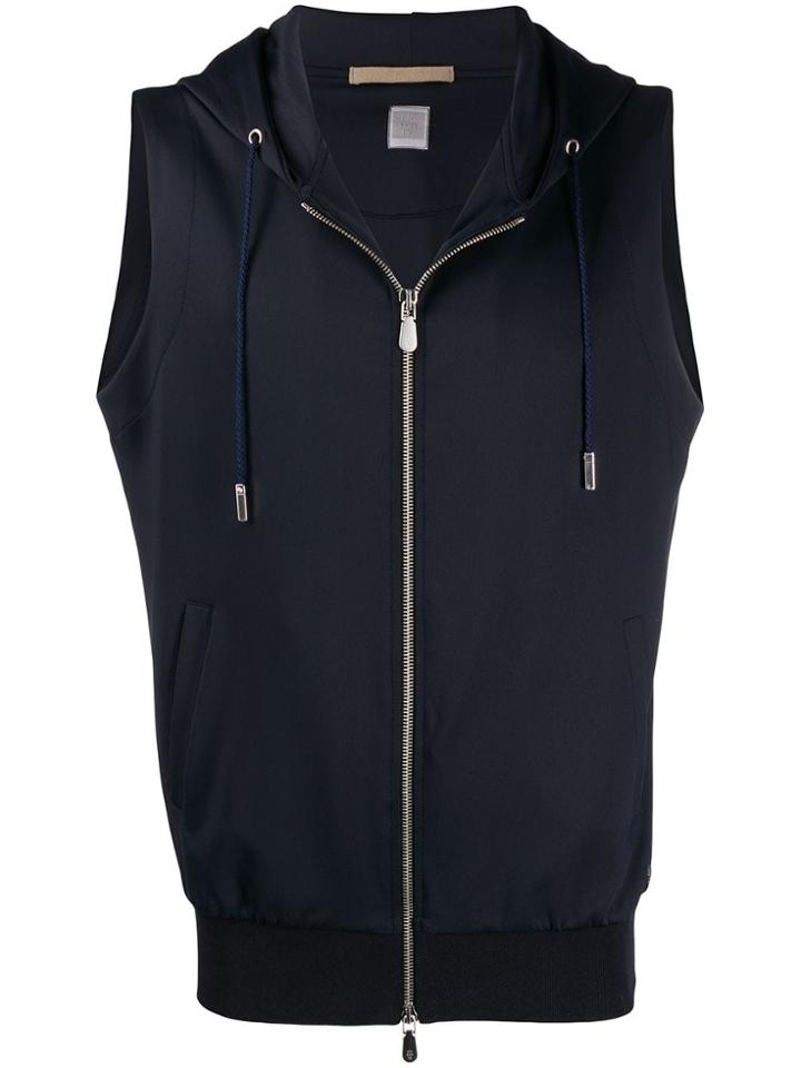 Eleventy Hooded Waistcoat - Blue