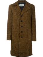 Saint Laurent Leopard Print Overcoat, Women's, Size: 38, Brown, Goat Skin/cupro/cotton
