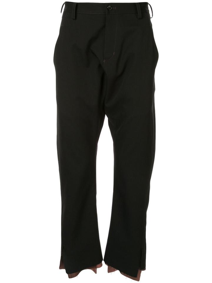 Sulvam Layered-hem Tailored Trousers - Black