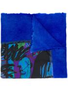 Avant Toi Abstract Print Scarf - Blue