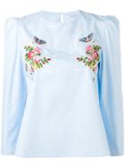 Vivetta - Floral Embroidered Top - Women - Cotton - 42, Blue, Cotton