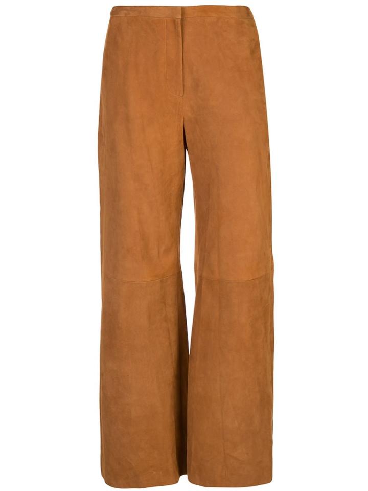 Khaite Suede Effect Palazzo Pants - Brown