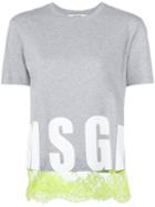 Msgm - Logo Print T-shirt - Women - Cotton - L, Grey, Cotton