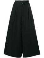 Y's Cropped Wide-leg Trousers - Black