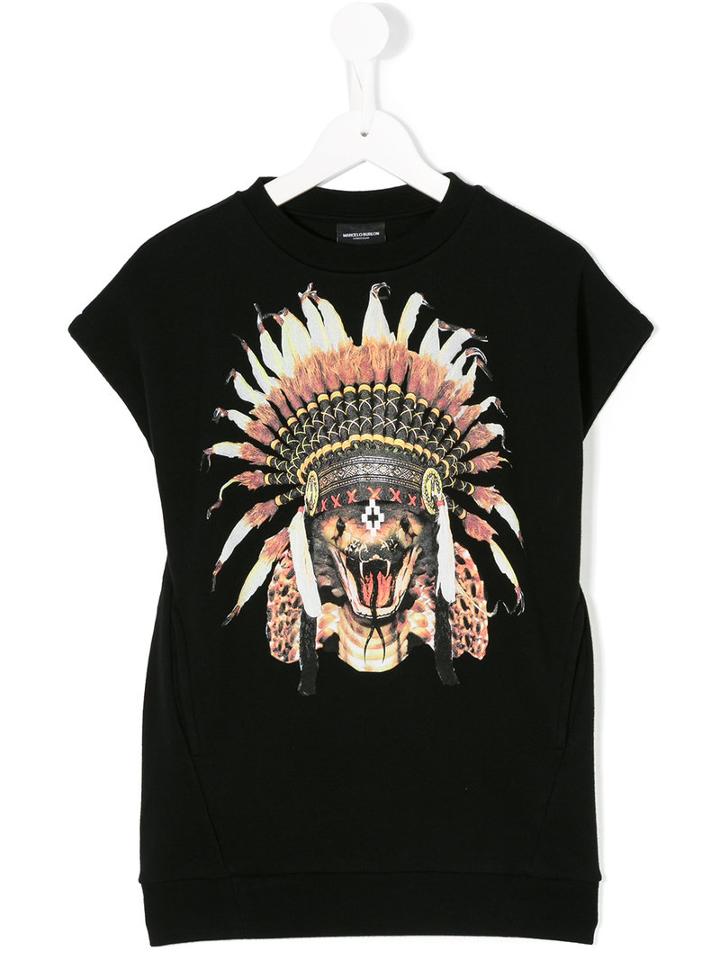 Marcelo Burlon County Of Milan Kids - Snake Headdress Print T-shirt - Kids - Cotton/polyester - 8 Yrs, Black