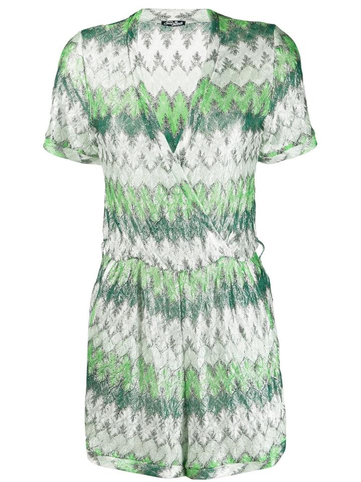 Mc2 Saint Barth Sandy Crochet-knit Romper - Green