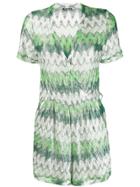 Mc2 Saint Barth Sandy Crochet-knit Romper - Green