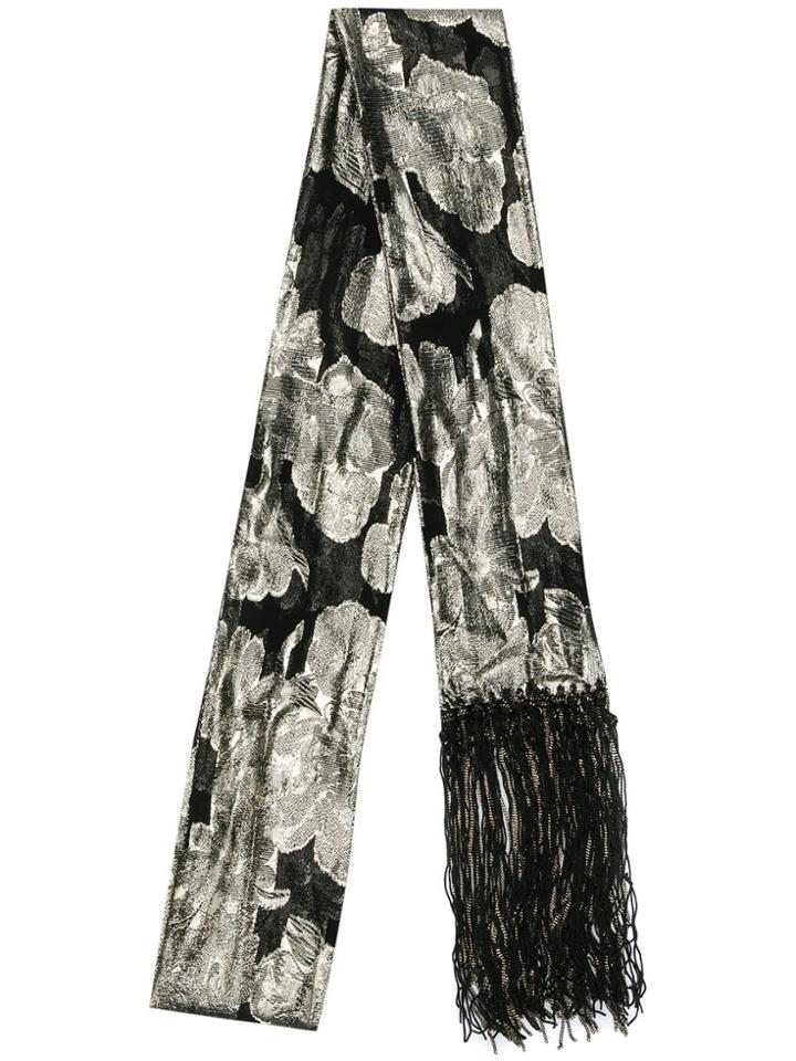 Saint Laurent Embellished Fringed Scarf - Black