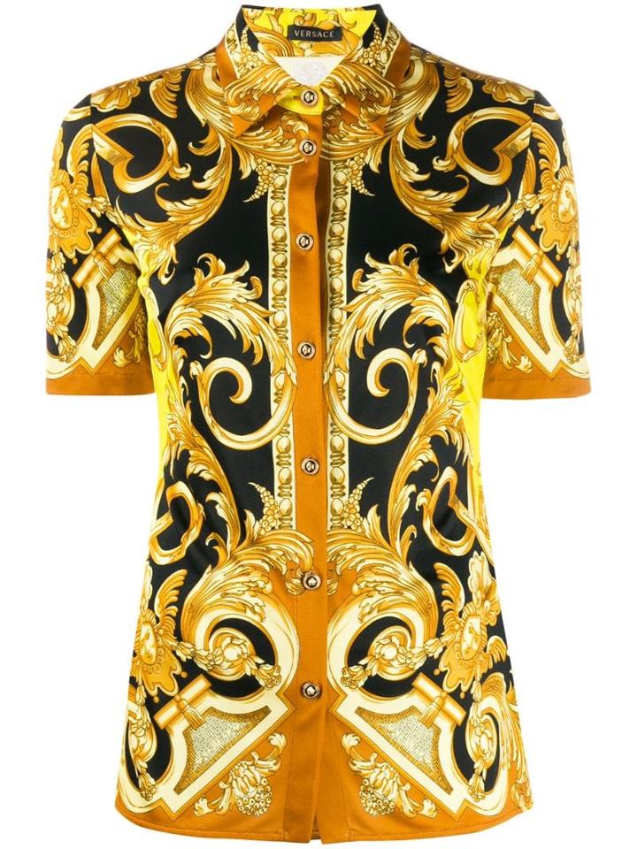 Versace Barocco Femme Print Shirt - Yellow