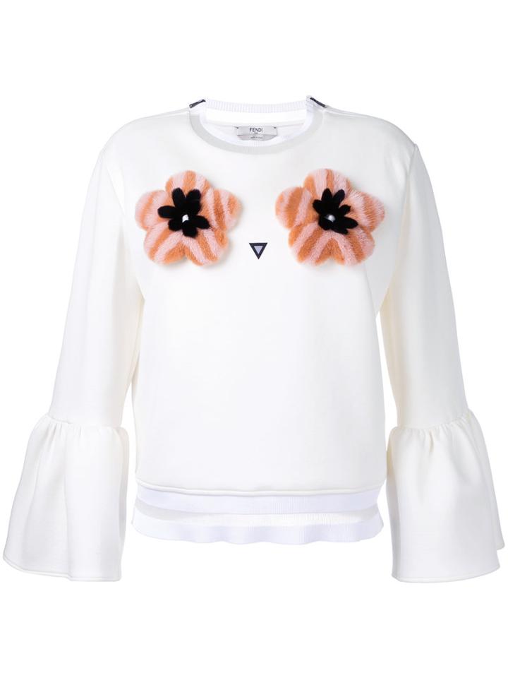 Fendi - Floral Patch Top - Women - Silk/cotton/polyamide - 40, White, Silk/cotton/polyamide
