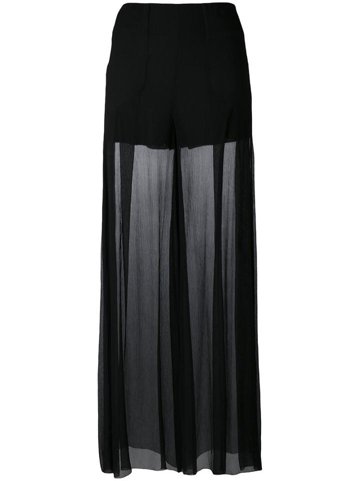 Mcq Alexander Mcqueen - Semi Sheer Palazzo Pants - Women - Silk/polyester - 38, Black, Silk/polyester