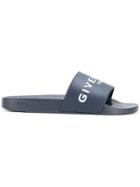Givenchy Logo Strap Slides - Blue
