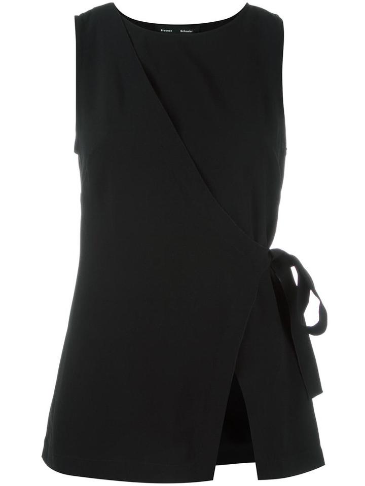 Proenza Schouler Sleeveless Wrap Top, Women's, Size: 2, Black, Acetate/viscose