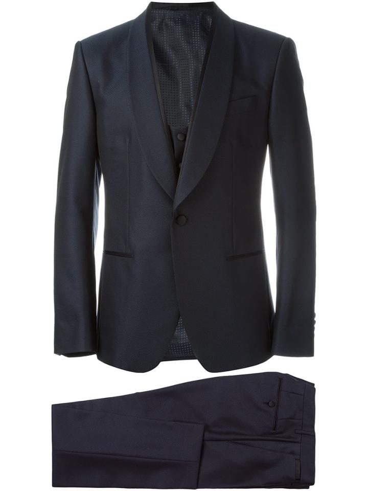 Dolce & Gabbana Textured Tuxedo Suit - Blue