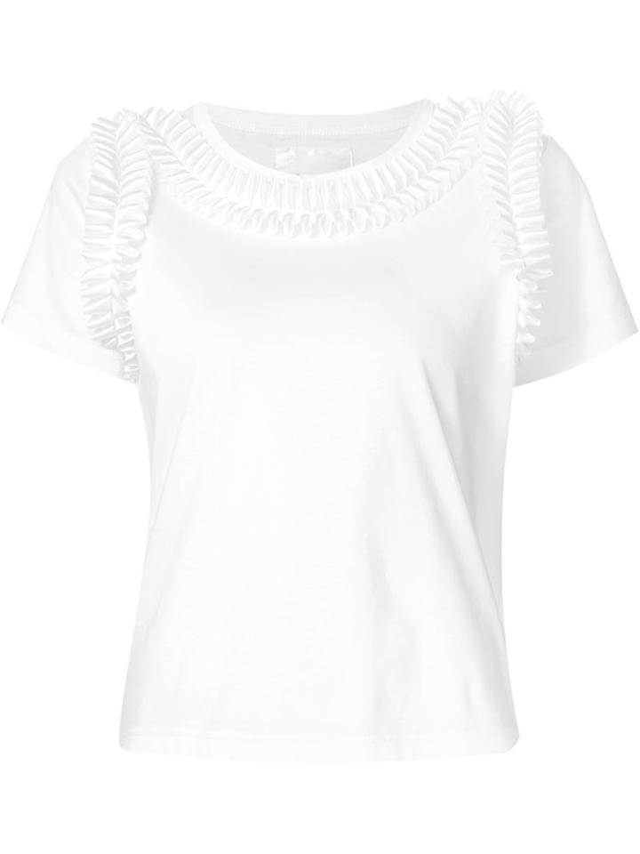 Noir, Le Lis Ruffle Appliqué T-shirt, Women's, Size: Small, White, Cotton/polyester