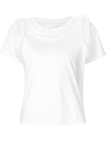 Noir, Le Lis Ruffle Appliqué T-shirt, Women's, Size: Small, White, Cotton/polyester