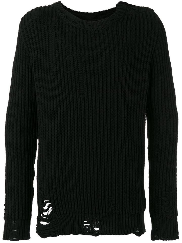 Faith Connexion Ripped Trim Jumper, Men's, Size: Large, Black, Cotton/polyamide